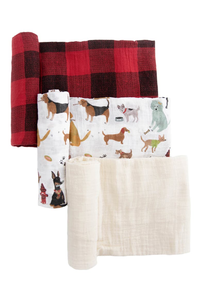 3-Pack Cotton Muslin Swaddle Blankets, Alternate, color, WOOF