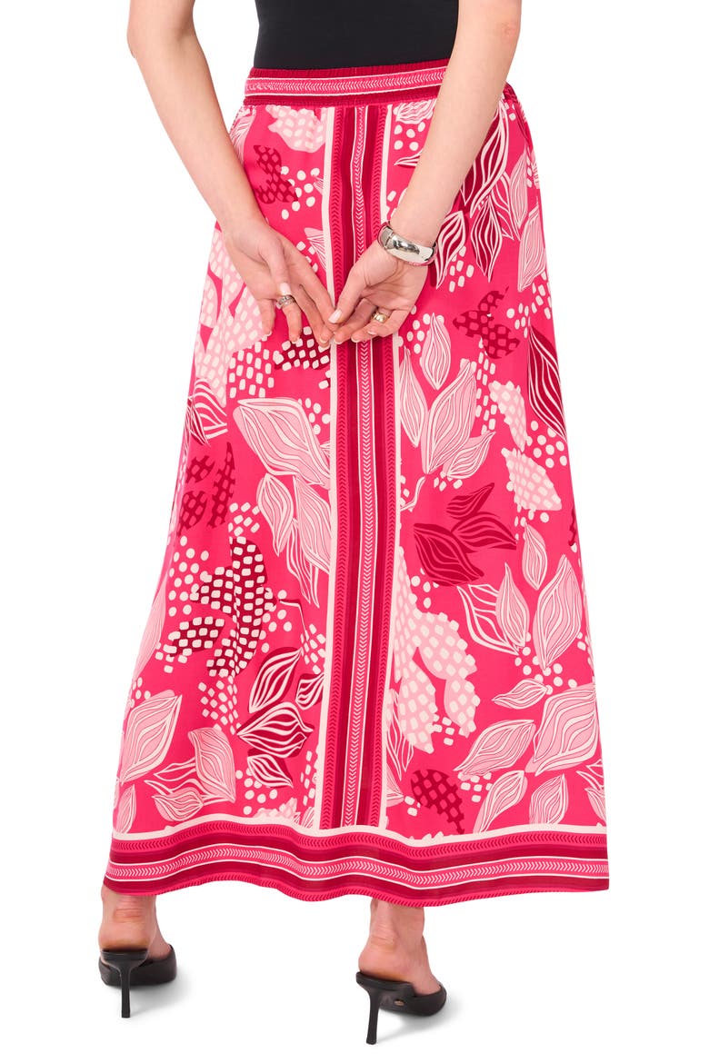 A-Line Midi Skirt, Alternate, color, PINK PEACOCK LEAVES