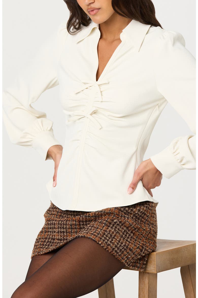 Simran Ruched Front Shirt, Alternate, color, CREAM