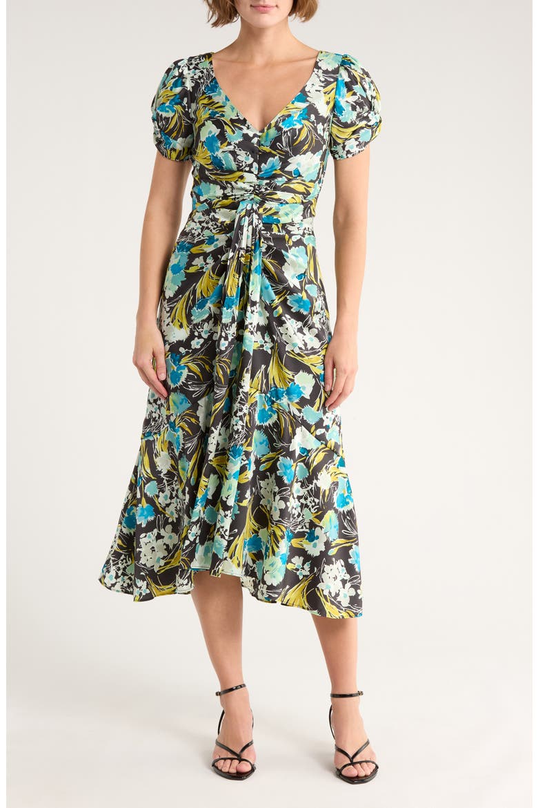 Tossed Flower Walker Dress, Main, color, OBSIDIAN MULTI