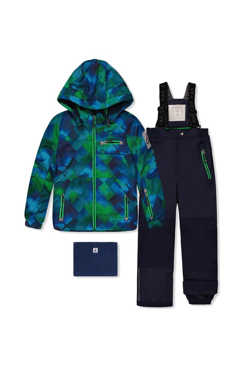 Play Checkered Jacket & Pants Two Piece Snowsuit, Main, color, Blue and Green Checkered Print