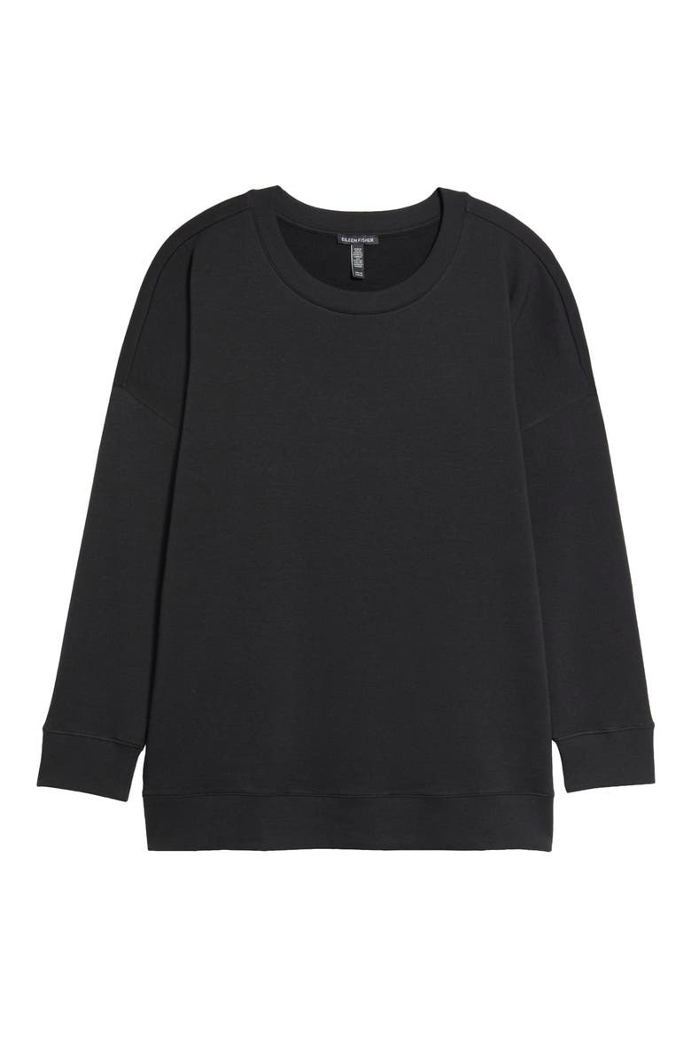 Long Crewneck Sweatshirt, Alternate, color, BLACK