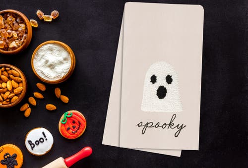 C & F Home C&f Home Spooky French Knot Flour Sack Cotton Halloween Embroidered Kitchen Towel In Neutral