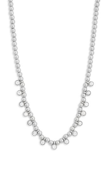 Shop Nordstrom Rack Ball Chain Bezel Drop Necklace In Clear- Silver