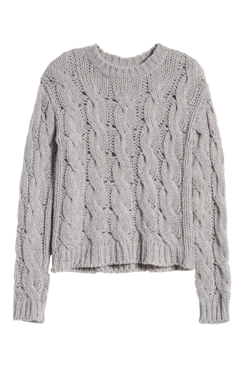 Cable Stitch Sweater, Alternate, color, FOG MIX