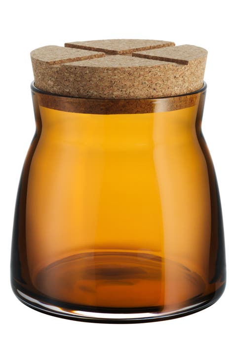 Bruk Storage Jar with Airtight Cork Lid - Amber