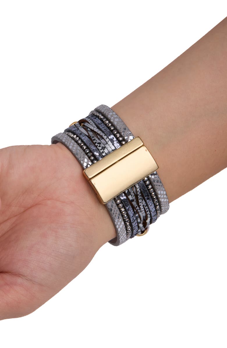 SAACHI Assorted Strap Leather Strap Bracelet, Alternate, color, Grey