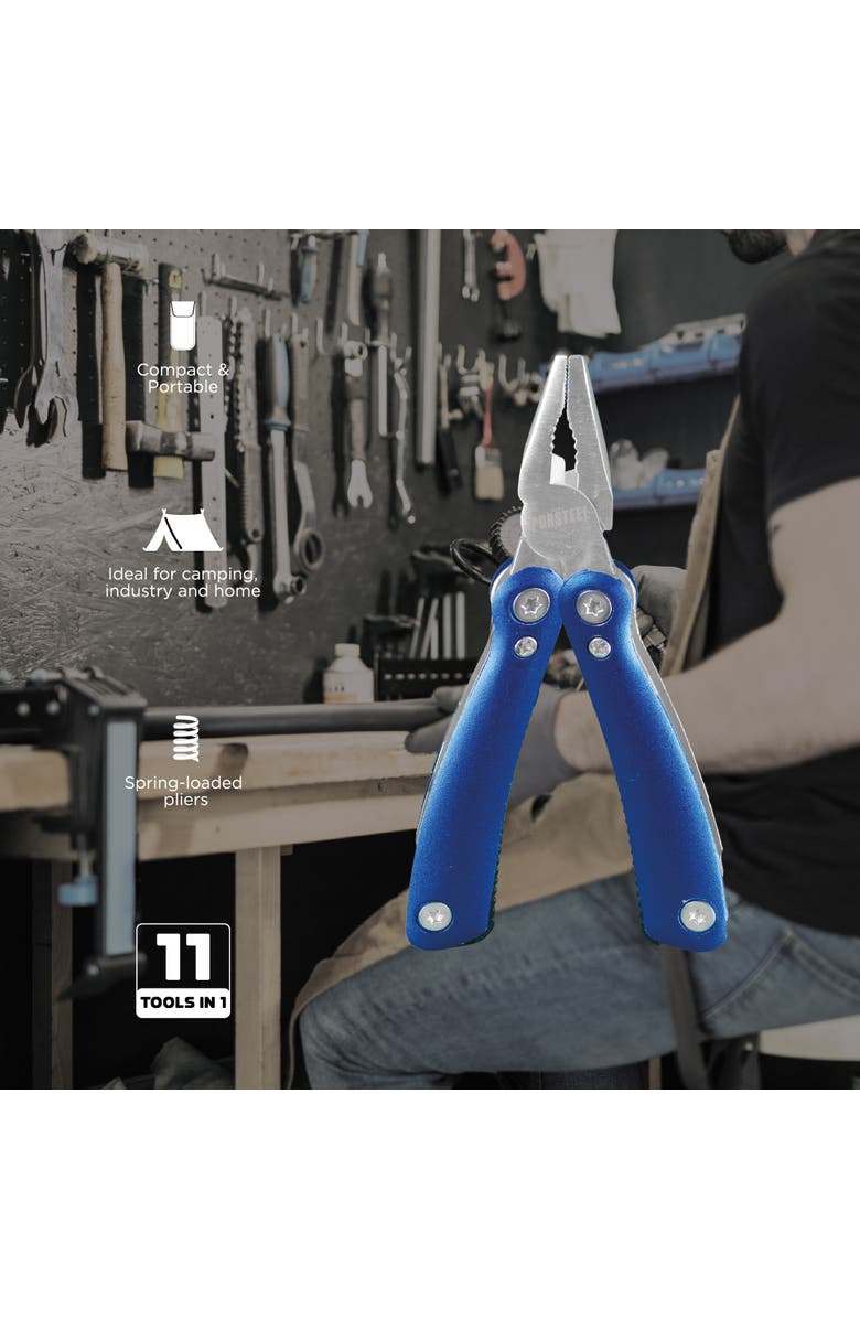 PURSONIC 11-in-1 Multifunction Tool Survival Essentials Bundle The Ultimate Compact Kit for DIY Outdoor and Everyday Use, Alternate, color, Blue