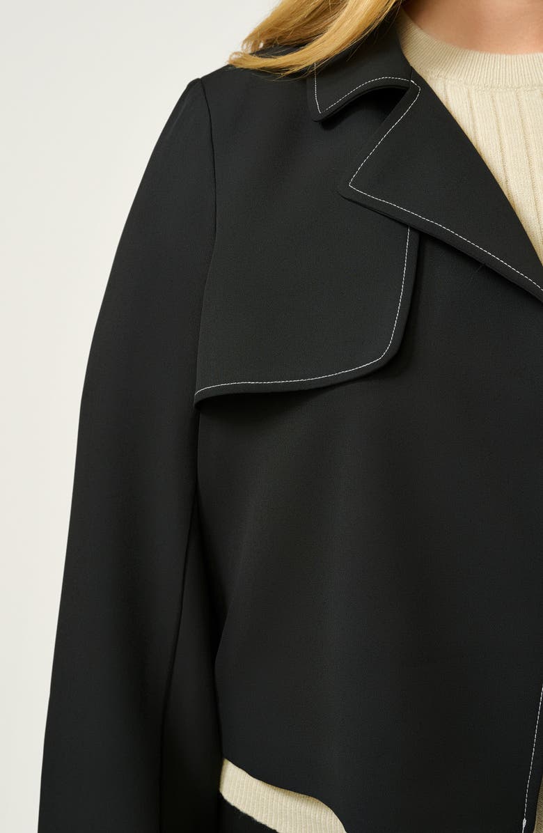 Estelle Jude Contrast Topstitch Detail Crop Trench Jacket, Alternate, color, Black