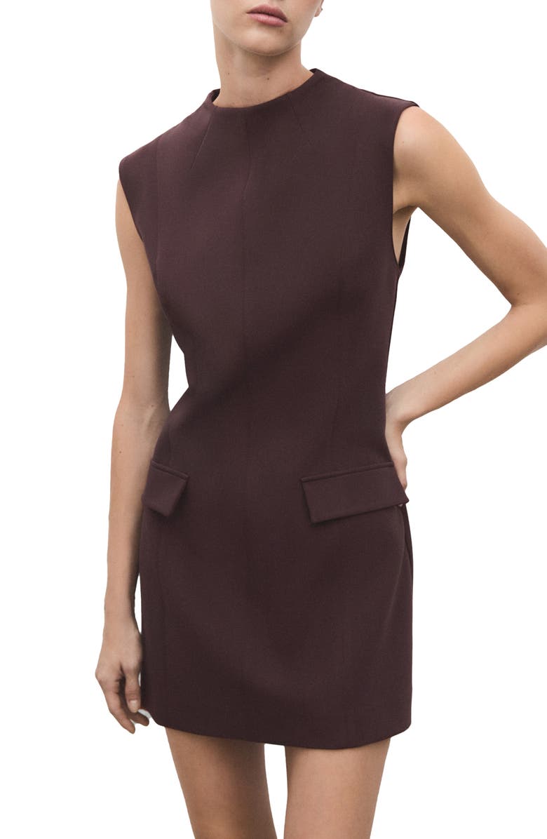 MANGO Melo Sleeveless Dress, Main, color, Brown