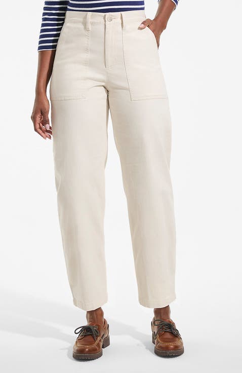 High Rise Barrel Leg Chino Pants