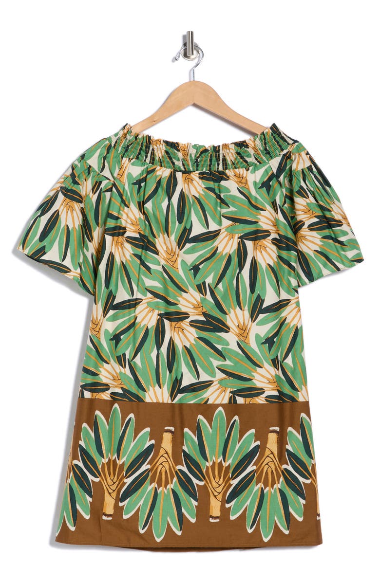 Vince Camuto Smocked off the Shoulder Mini Dress, Main, color, Green