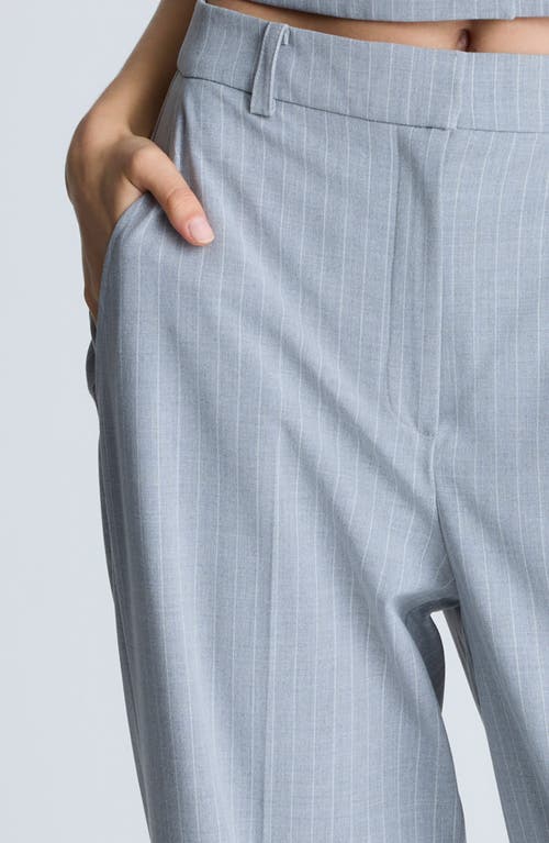 Kenneth Cole Fly Front High Rise Slash Pocket Wide Leg Pants Pant In Grey Dusk/pure White