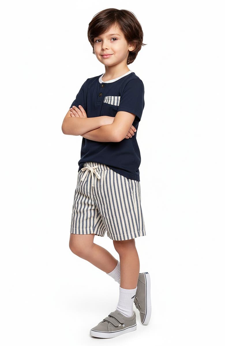Joe's Jeans Kids' Short Sleeve Henley & Shorts Set, Alternate, color, Dark Navy