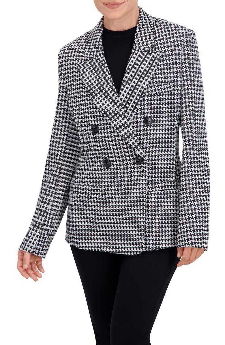 Ookie & Lala Plaid Double Breasted Blazer, Main, color, Black/ White