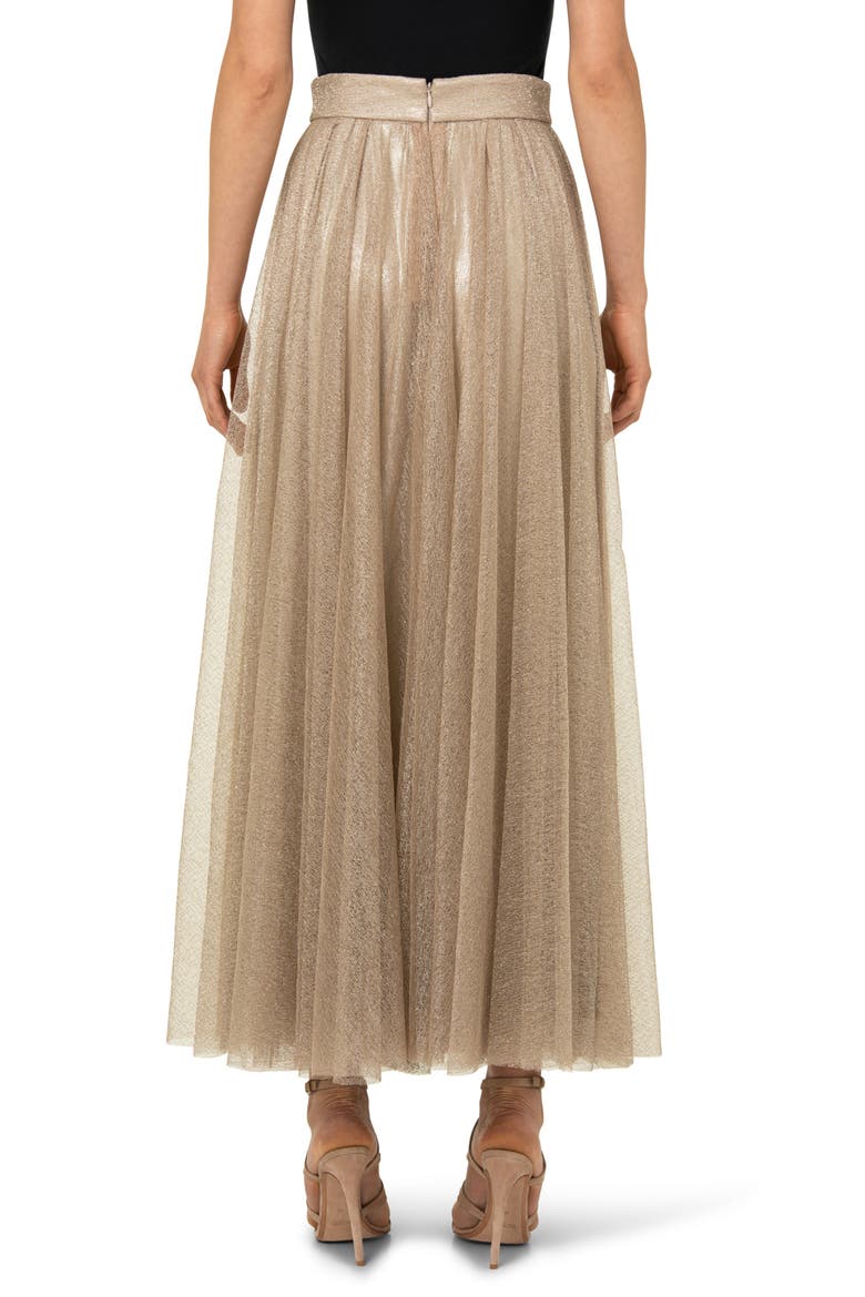 Pleated Tulle & Jersey A-Line Skirt, Alternate, color, GOLD