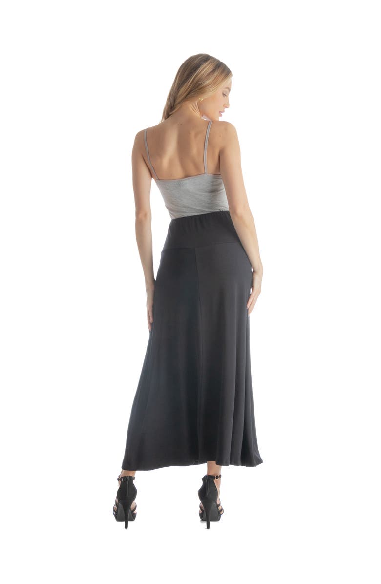 24seven Comfort Apparel Elastic Waist Maxi Skirt, Alternate, color, Black