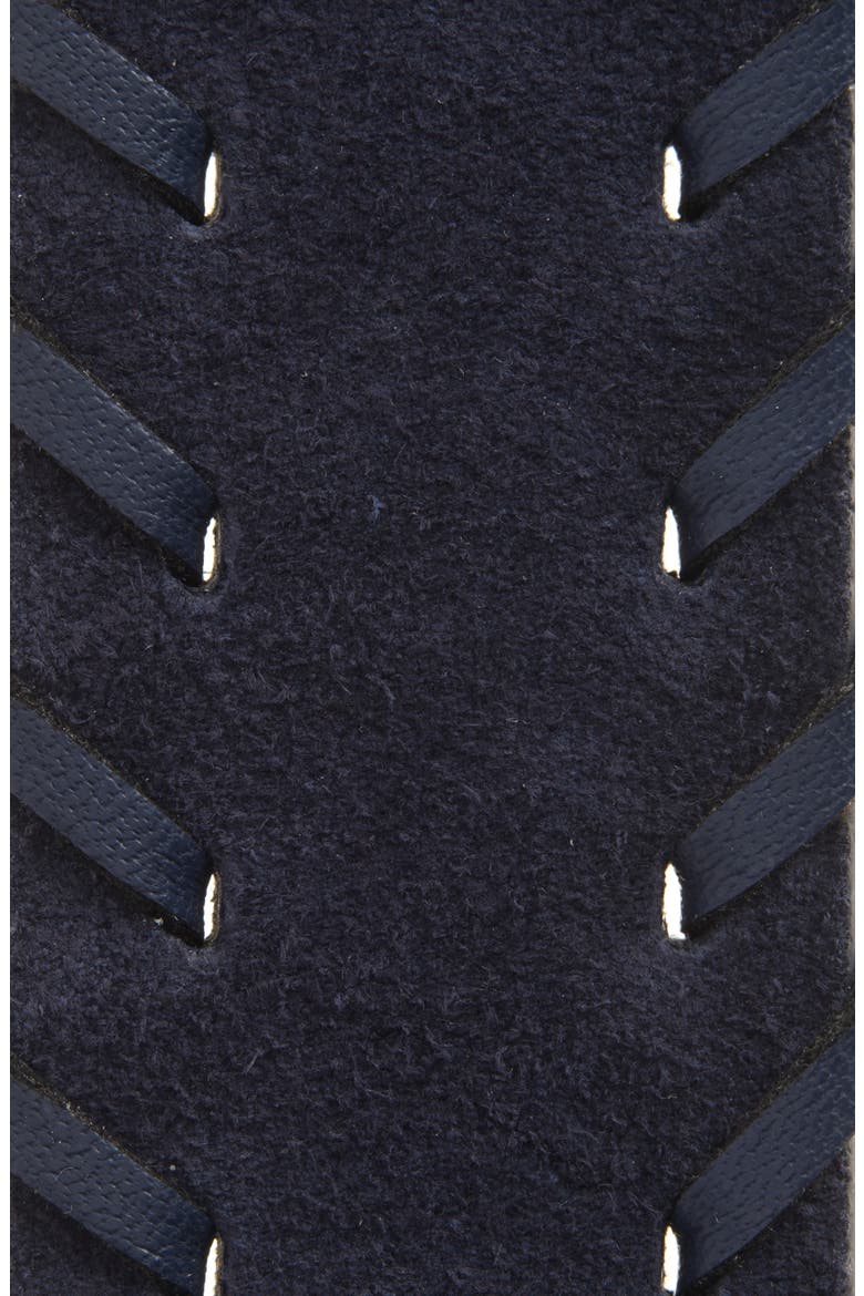 Whipstitch Suede Belt, Alternate, color, NAVY