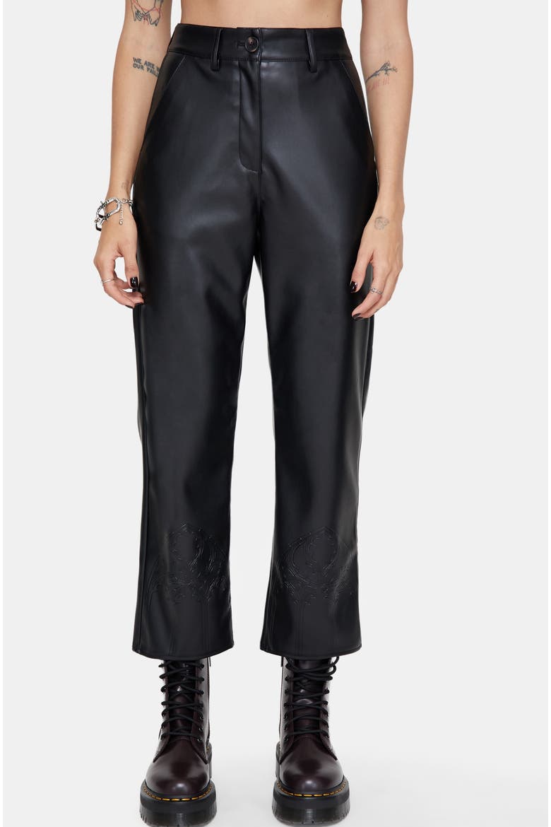 High-Rise Cropped Trousers, Main, color, Black
