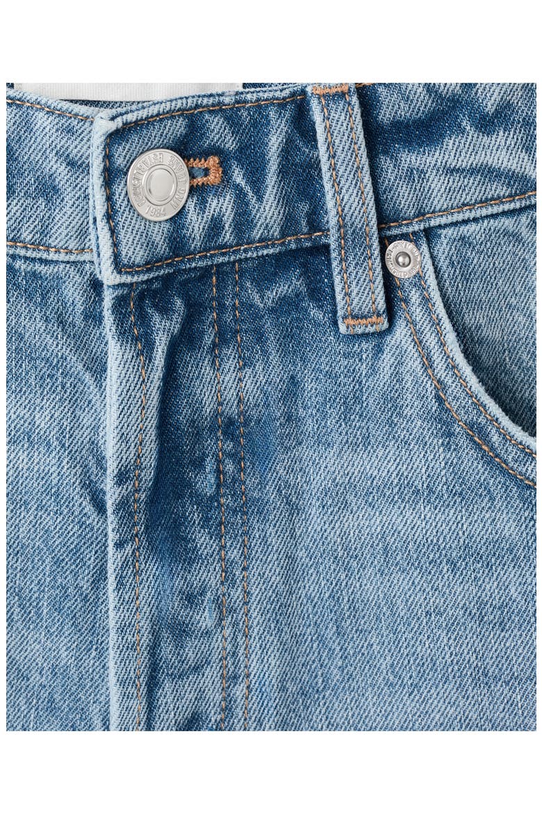 Frayed Side Slit Denim Shorts, Alternate, color, MEDIUM BLUE