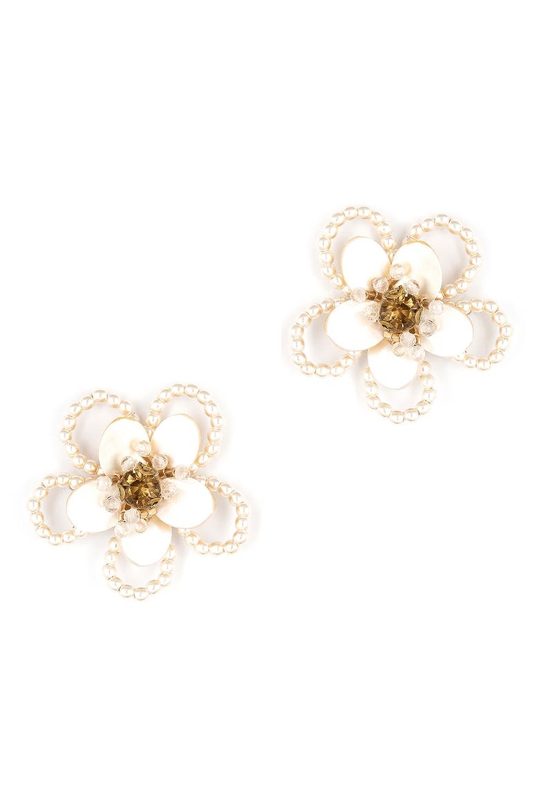 Hattie Flower Stud Earrings, Main, color, IVORY