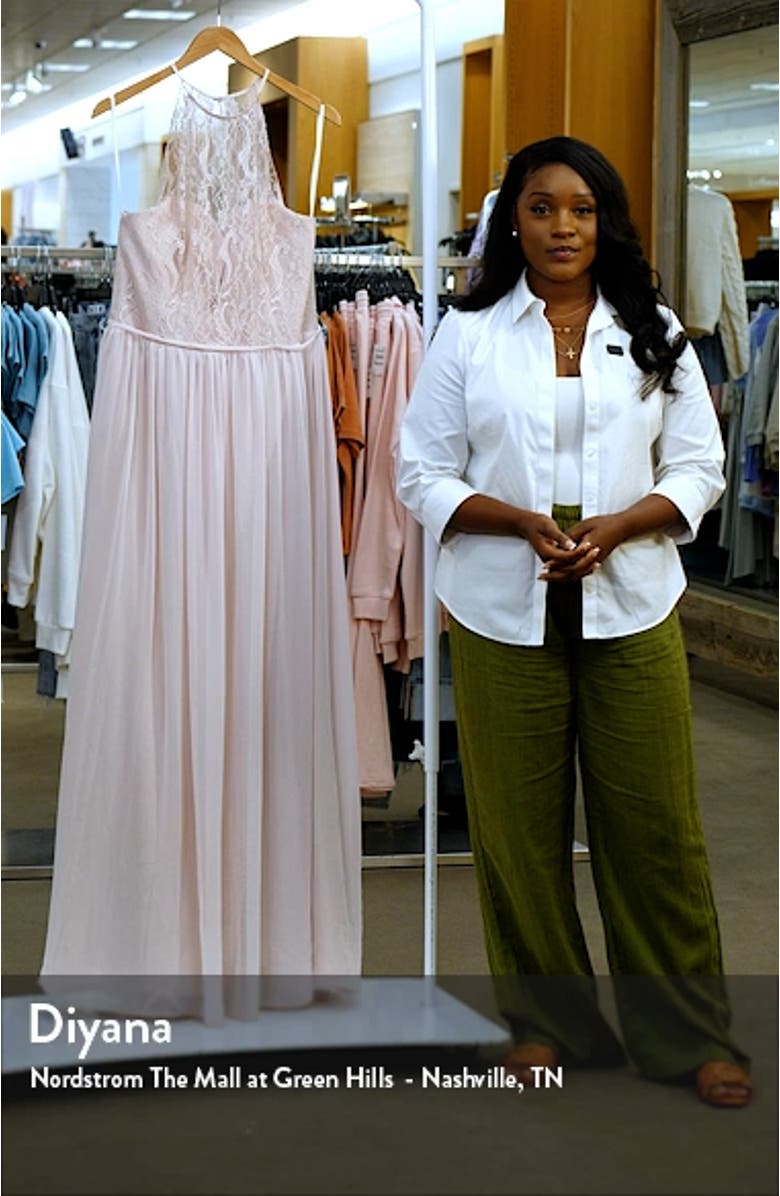 Lace & Chiffon Halter Gown, sales video thumbnail