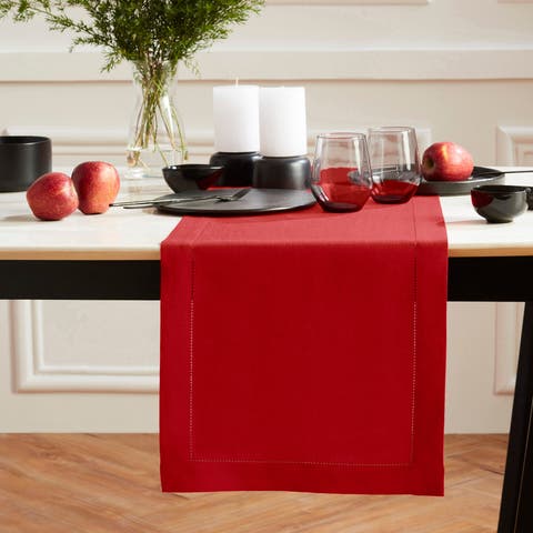 Linen Table Runner for Dining Table, Holiday and Everyday Table Decor - Sonoma Hemstitch