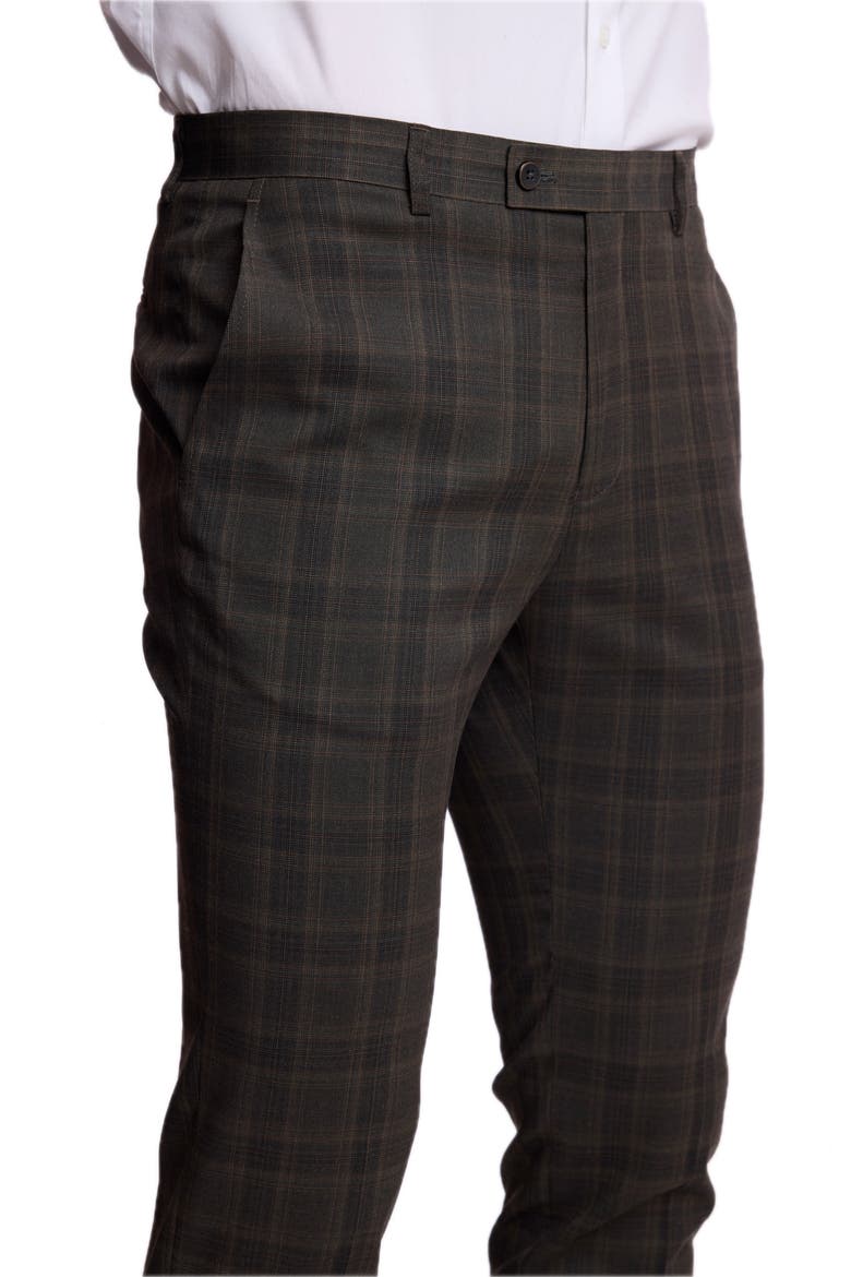 Downing Slim Fit Check Stretch Pants, Alternate, color, DARK ARMY CHECK