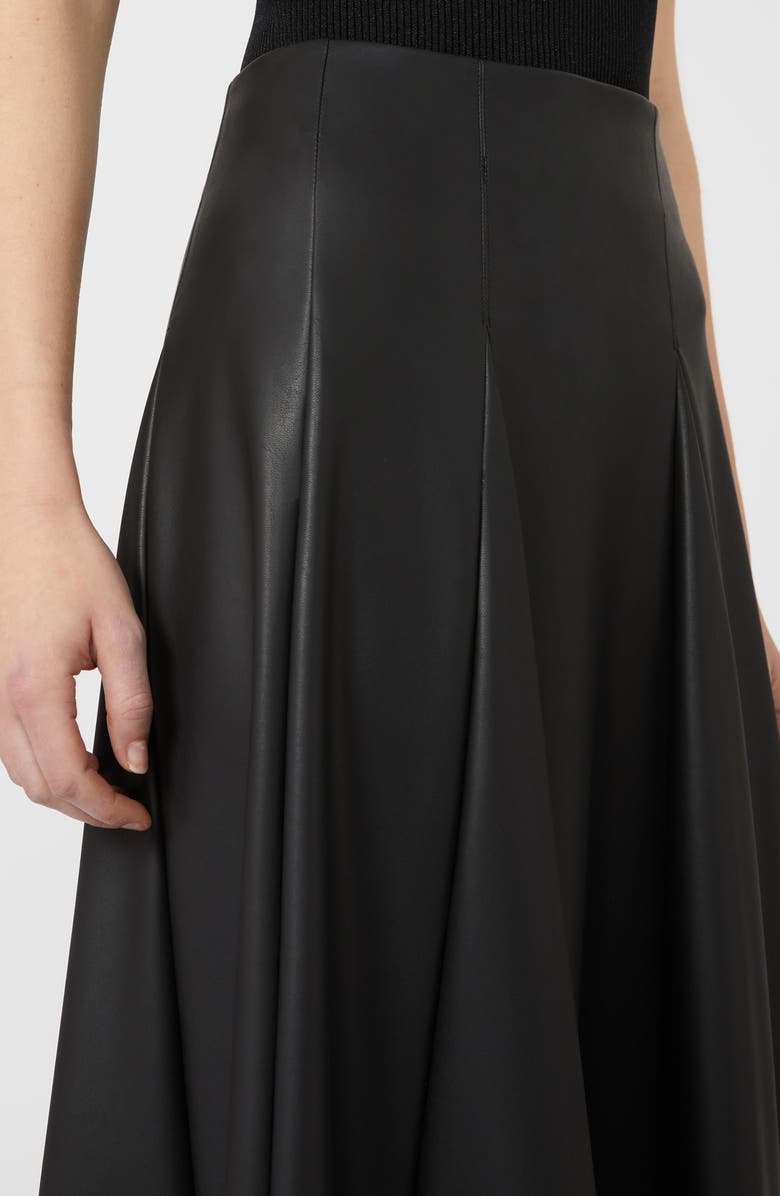 MM by Max Mara Nocera Faux Leather Godet Midi Skirt, Alternate, color, Black