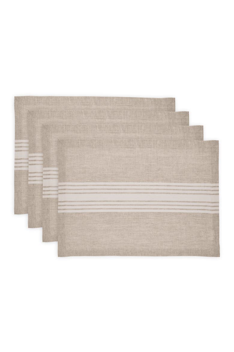 Linen Placemats Set of 4, 14 x 19" - Farmhouse, Main, color, White and Natural