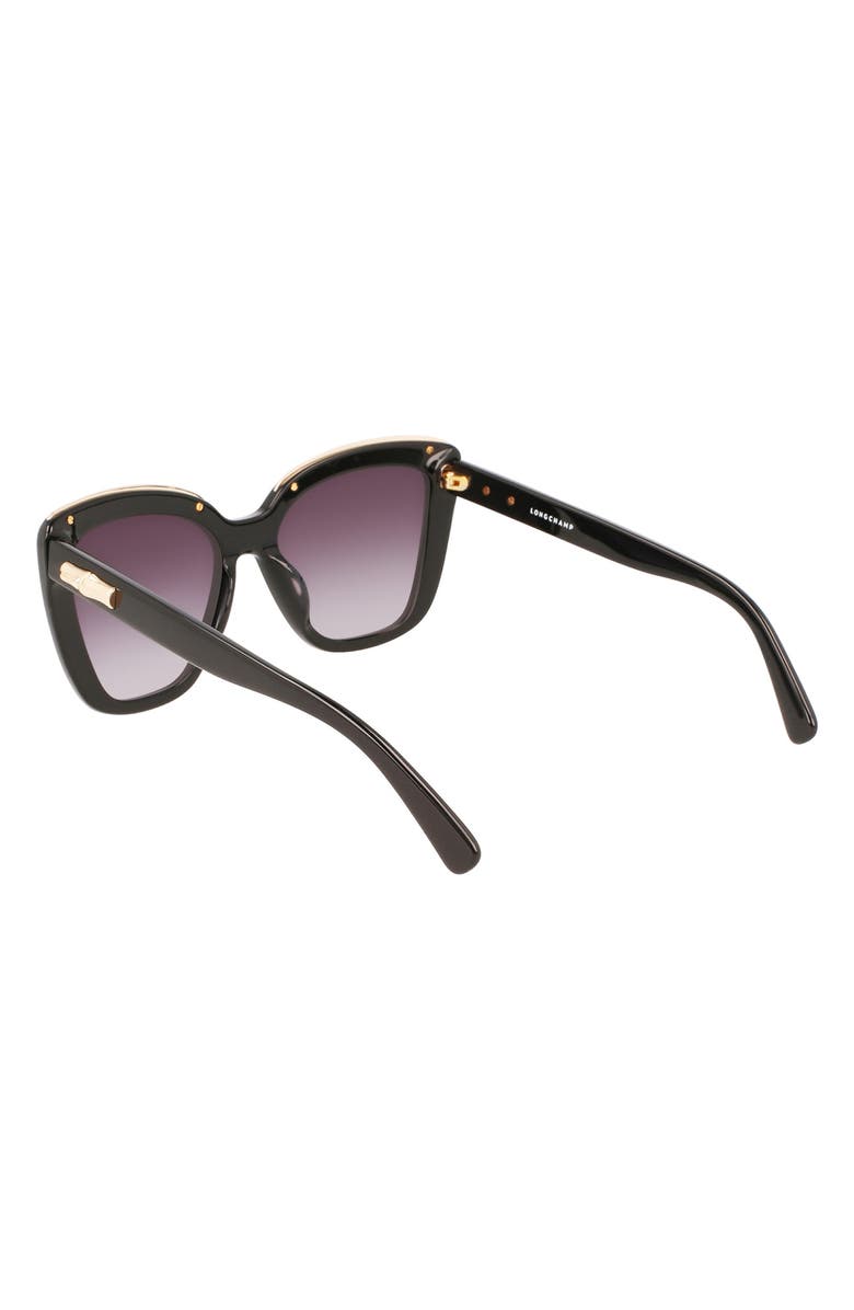 Longchamp Roseau 53mm Gradient Rectangle Sunglasses, Alternate, color, Black