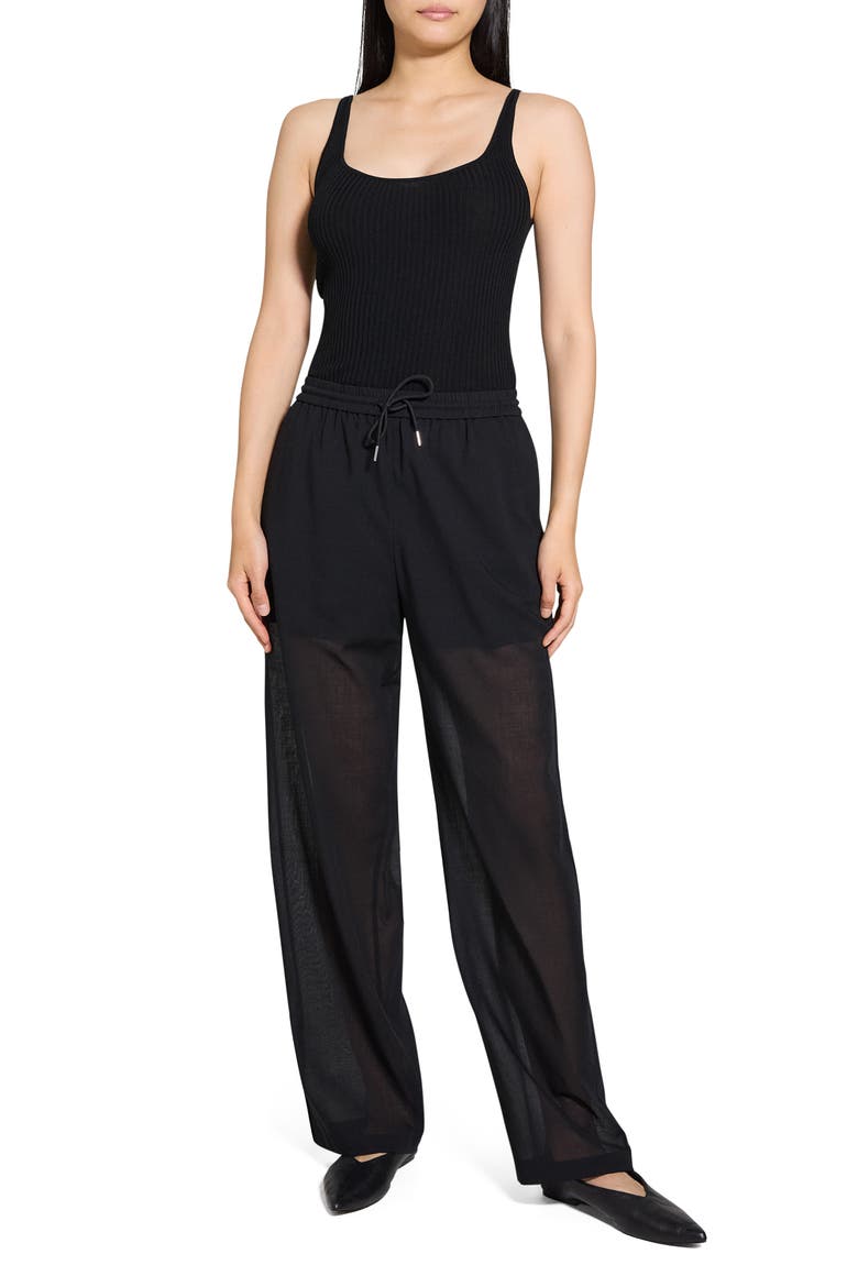 Wool Blend Drawstring Pants, Alternate, color, BLACK