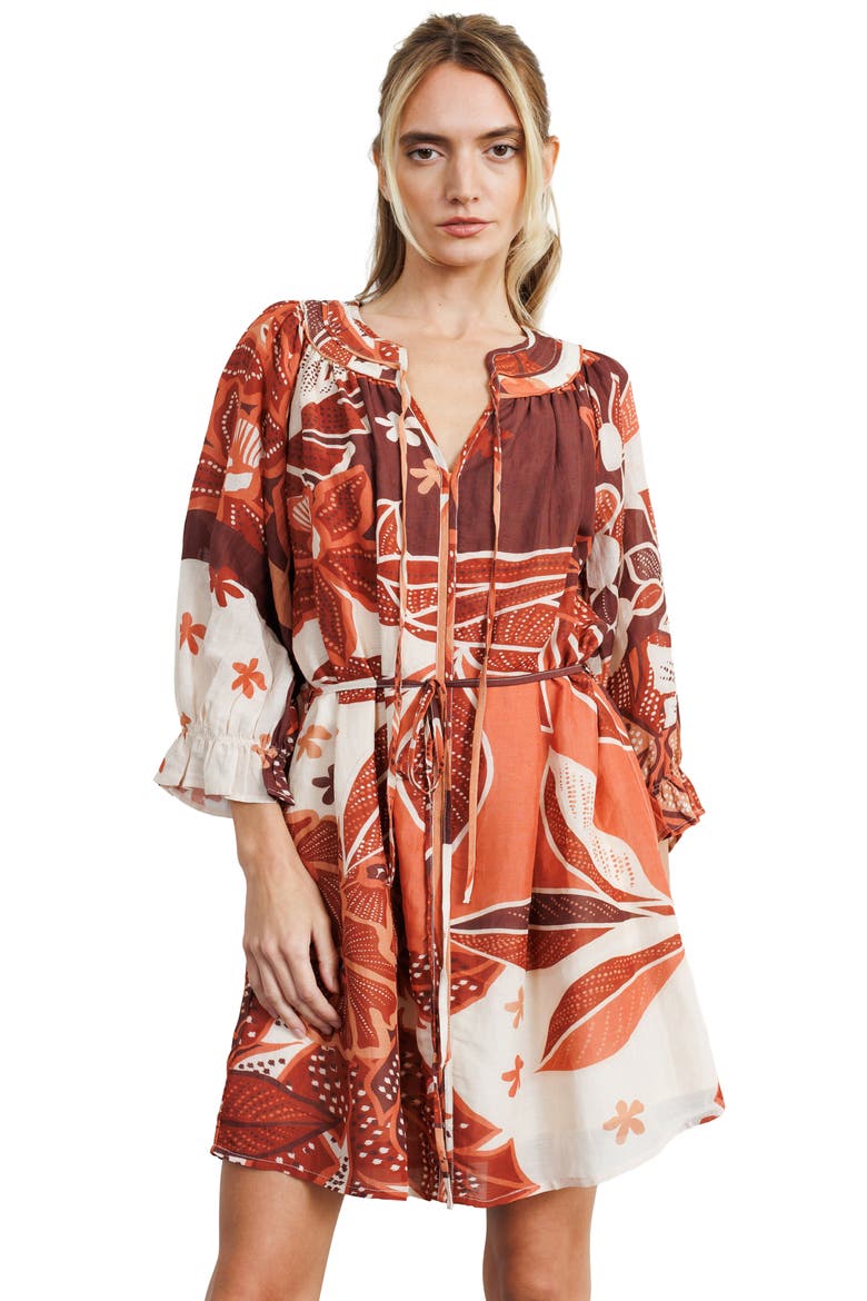 Christy Floral Minidress, Alternate, color, BROWN MULTI