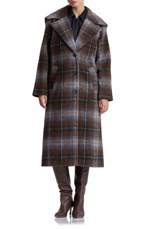 Plaid Wide Collar Coat