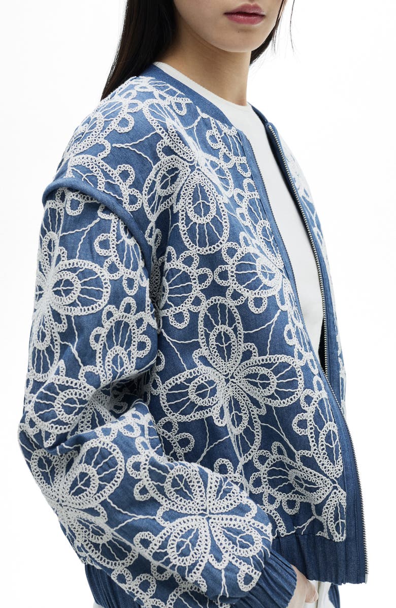 MANGO Embroidered Denim Jacket, Alternate, color, 