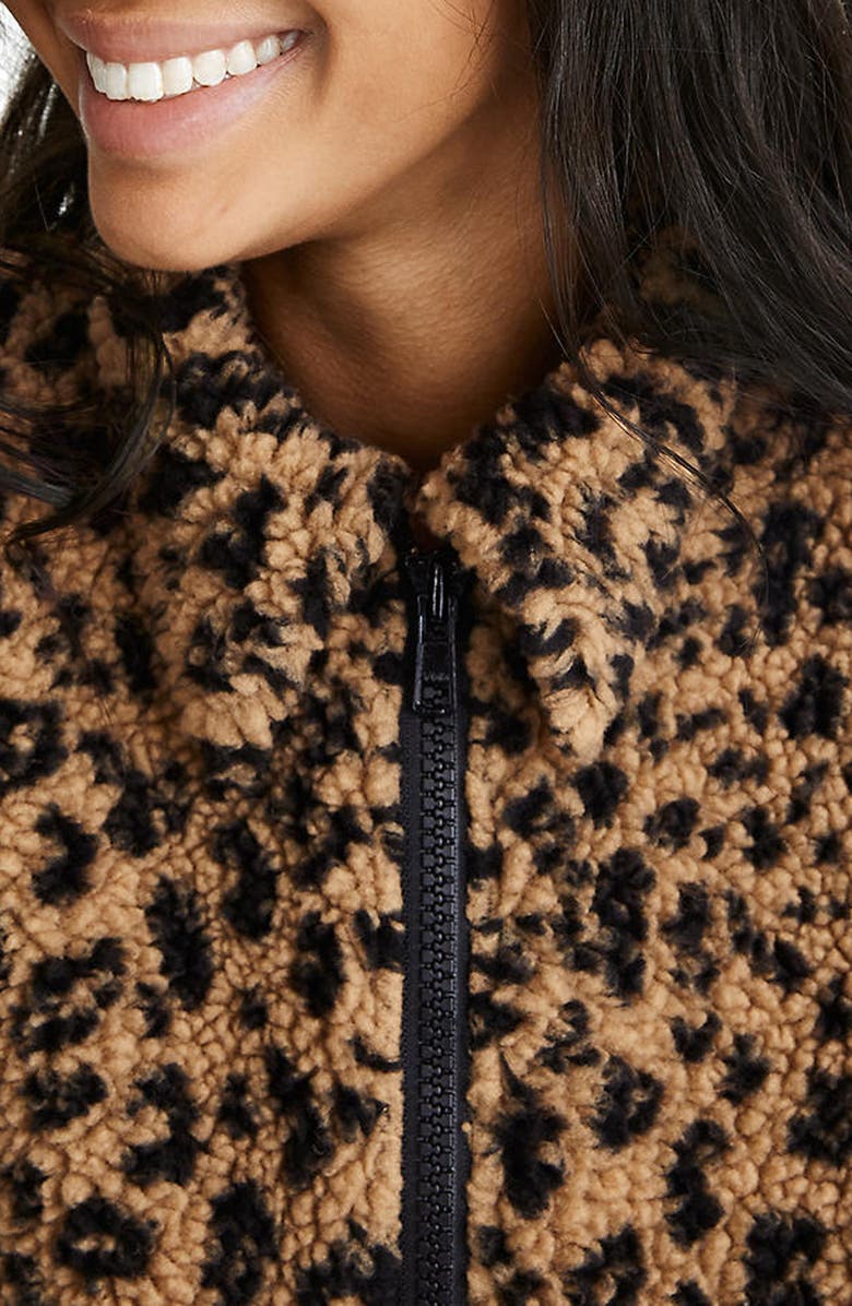 Madewell Leopard Spot Faux Shearling Bomber Jacket, Alternate, color,