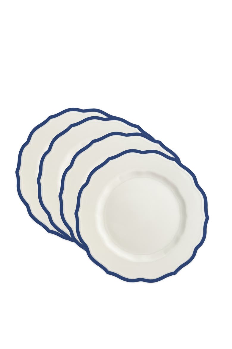 Stella Blue Scalloped Salad Plate  - Porcelain - Set 4, Alternate, color, BLUE