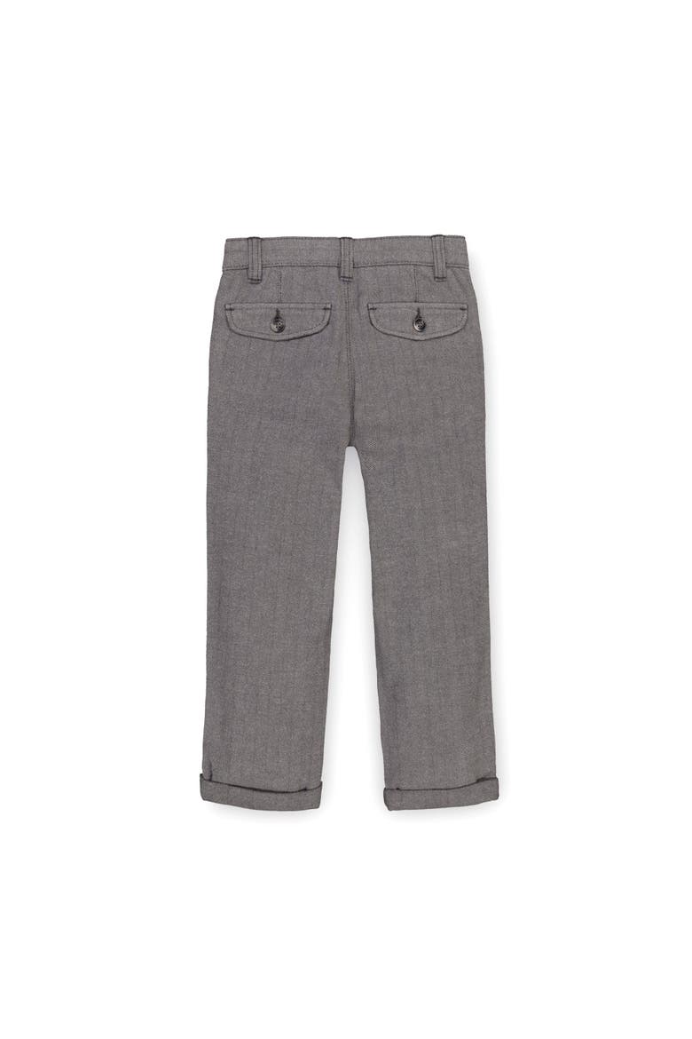 Baby Boys' Organic Rolled Cuff Pant with Drawstring, Infant, Alternate, color, Gray Herringbone