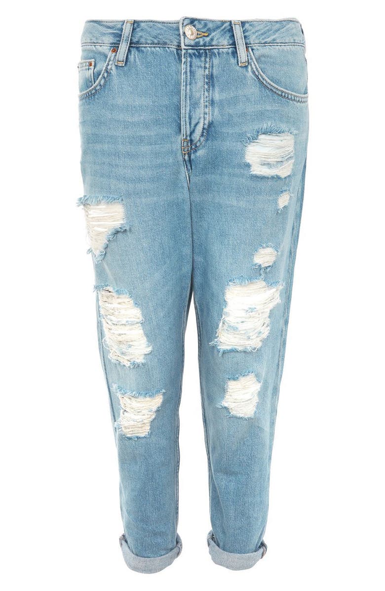 Topshop Moto Hayden Super Ripped Boyfriend Jeans, Alternate, color, 