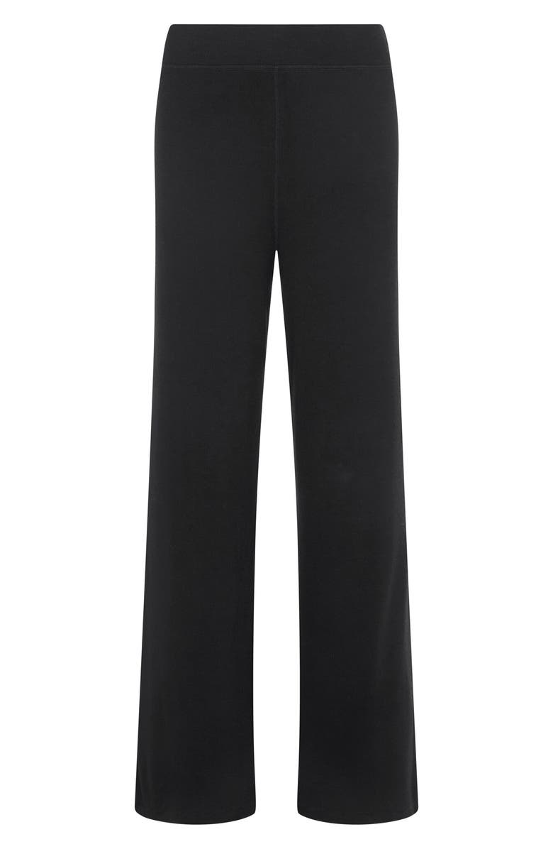 nuuds Slinky High Waist Wide Leg Rib Pants, Alternate, color, Black