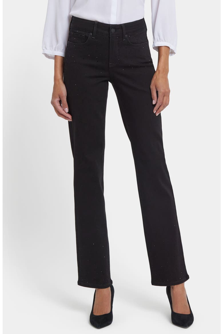 Marilyn Embellished Straight Leg Jeans, Main, color, BLACK RINSE