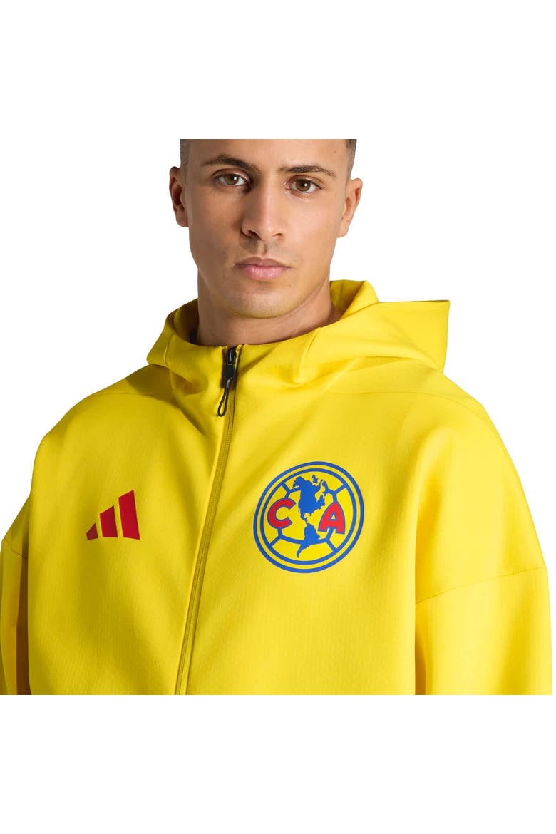 Men's adidas Yellow Club America 2025/26 Club Anthem Full-Zip Hooded Jacket, Alternate, color, Yellow