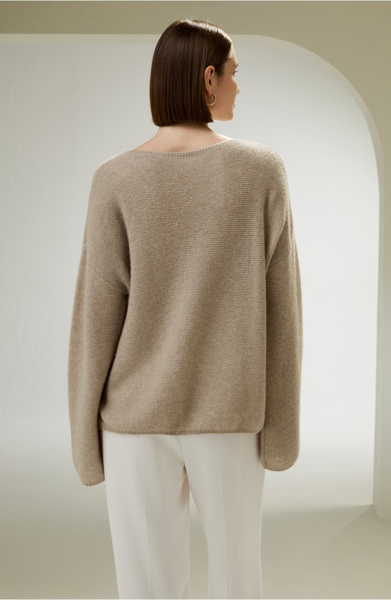 Lilysilk Relaxed Fit Drop-Shoulder Silk Cashmere Blend Sweatshirt, Alternate, color, Brown