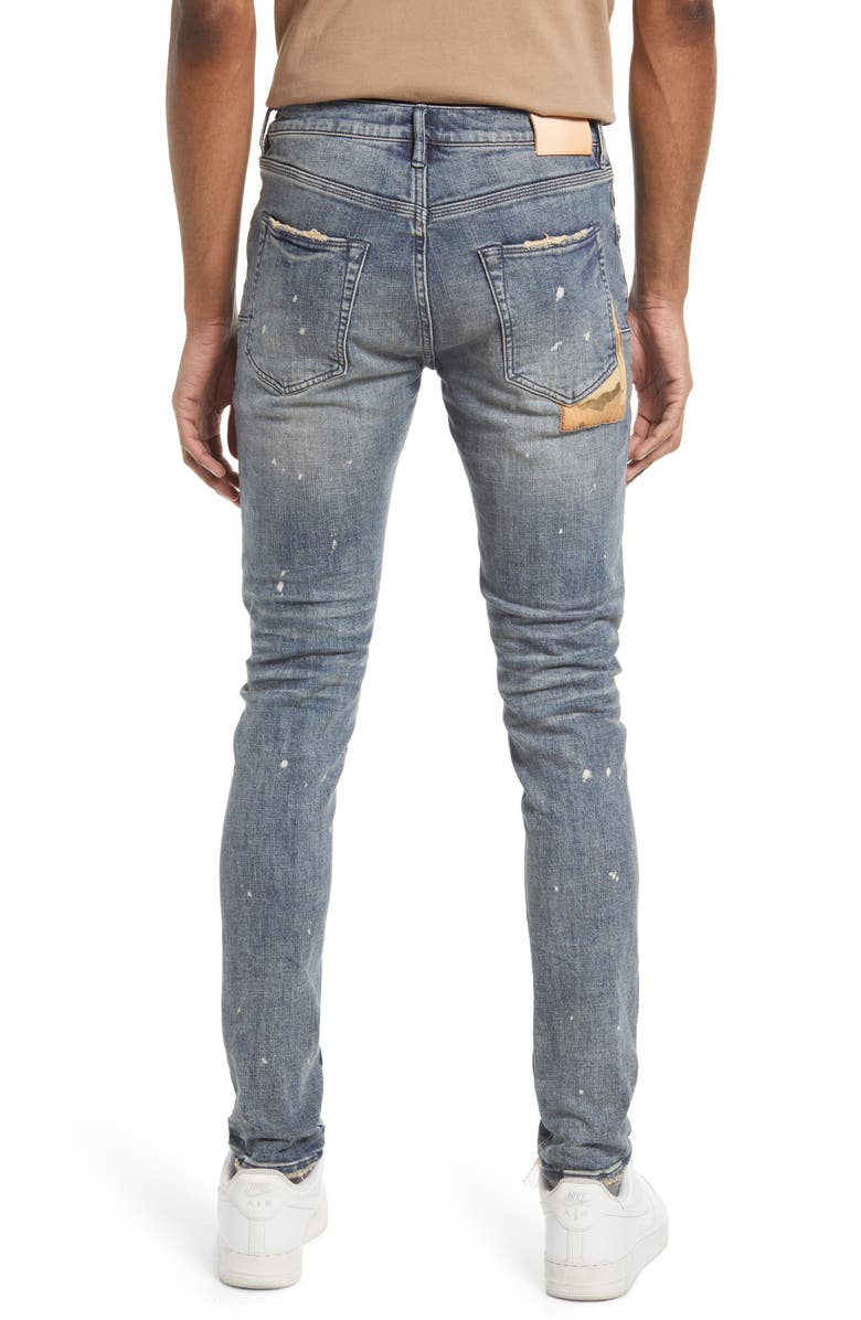 PURPLE BRAND PURPLE Camouflage Patch Destroyed Slim Jeans, Alternate, color, Camo Patched Indigo