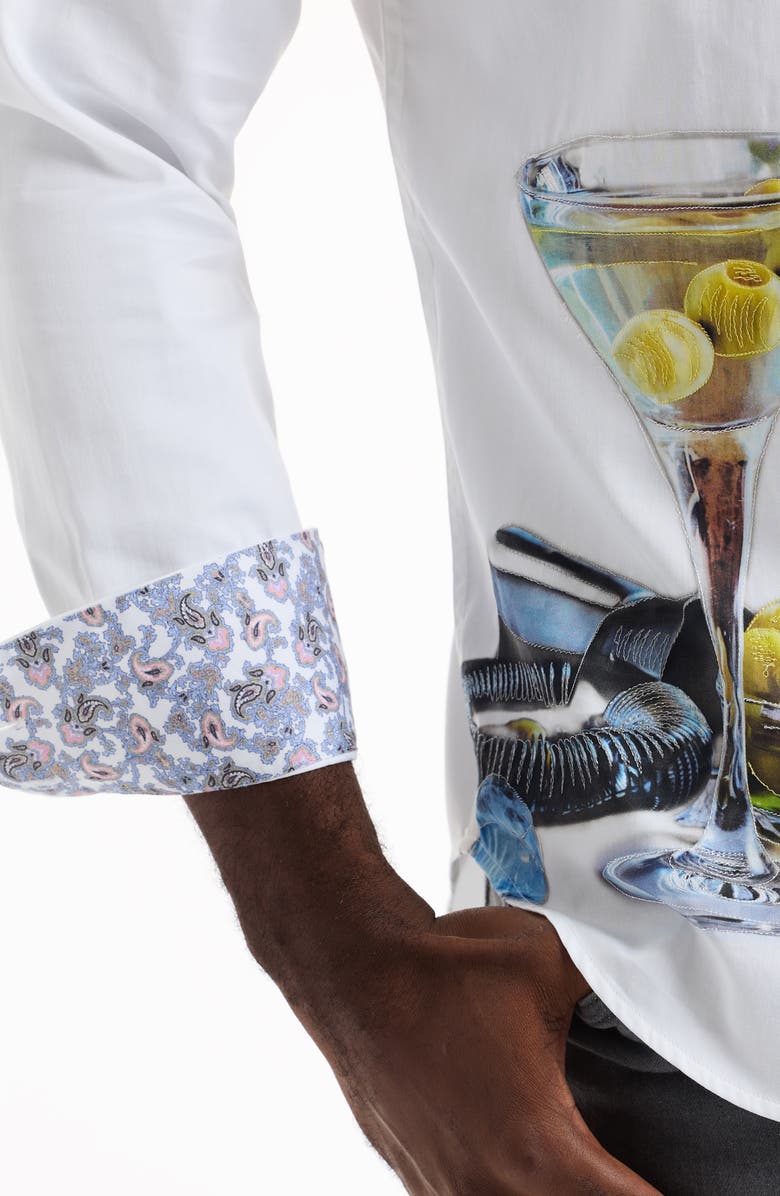 Robert Graham Martini Mode Cotton Button-Up Shirt, Alternate, color, White