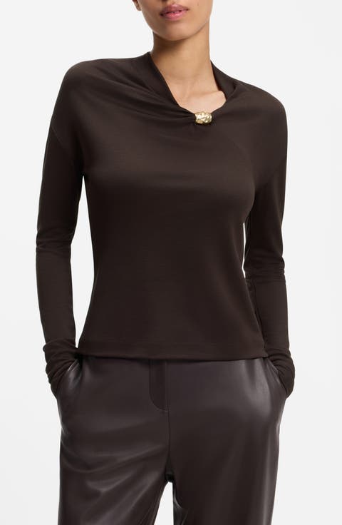 Edonya Hardware Detail Long Sleeve Top