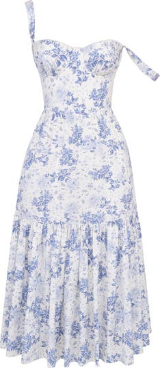 Elia Floral Stretch Cotton Blend Corset Sundress