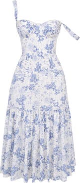 HOUSE OF CB Elia Floral Stretch Cotton Blend Corset Sundress