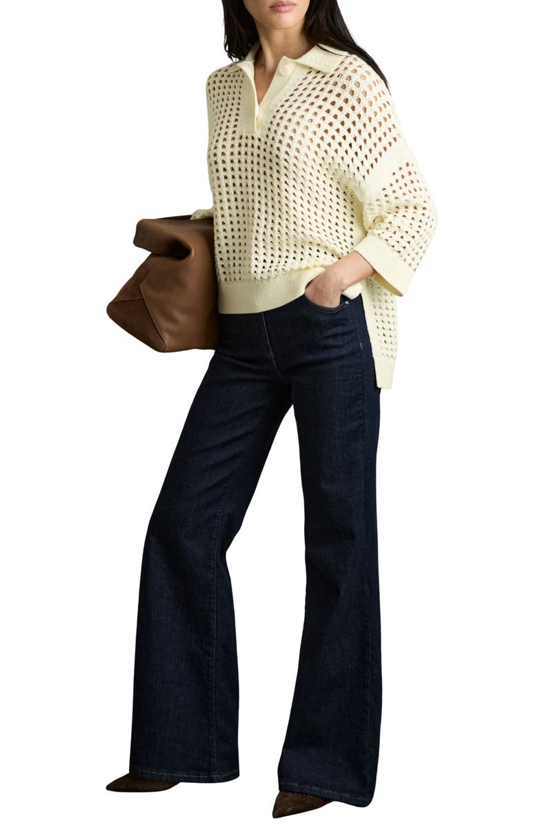 Reiss Reika Open Stitch Cotton Polo Sweater, Main, color, 