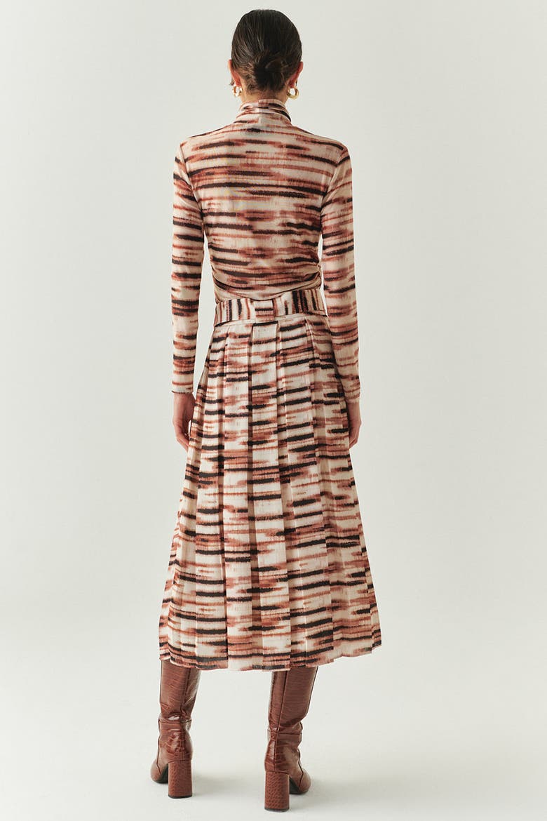 Elina Mesh Midi Skirt, Alternate, color, Brown
